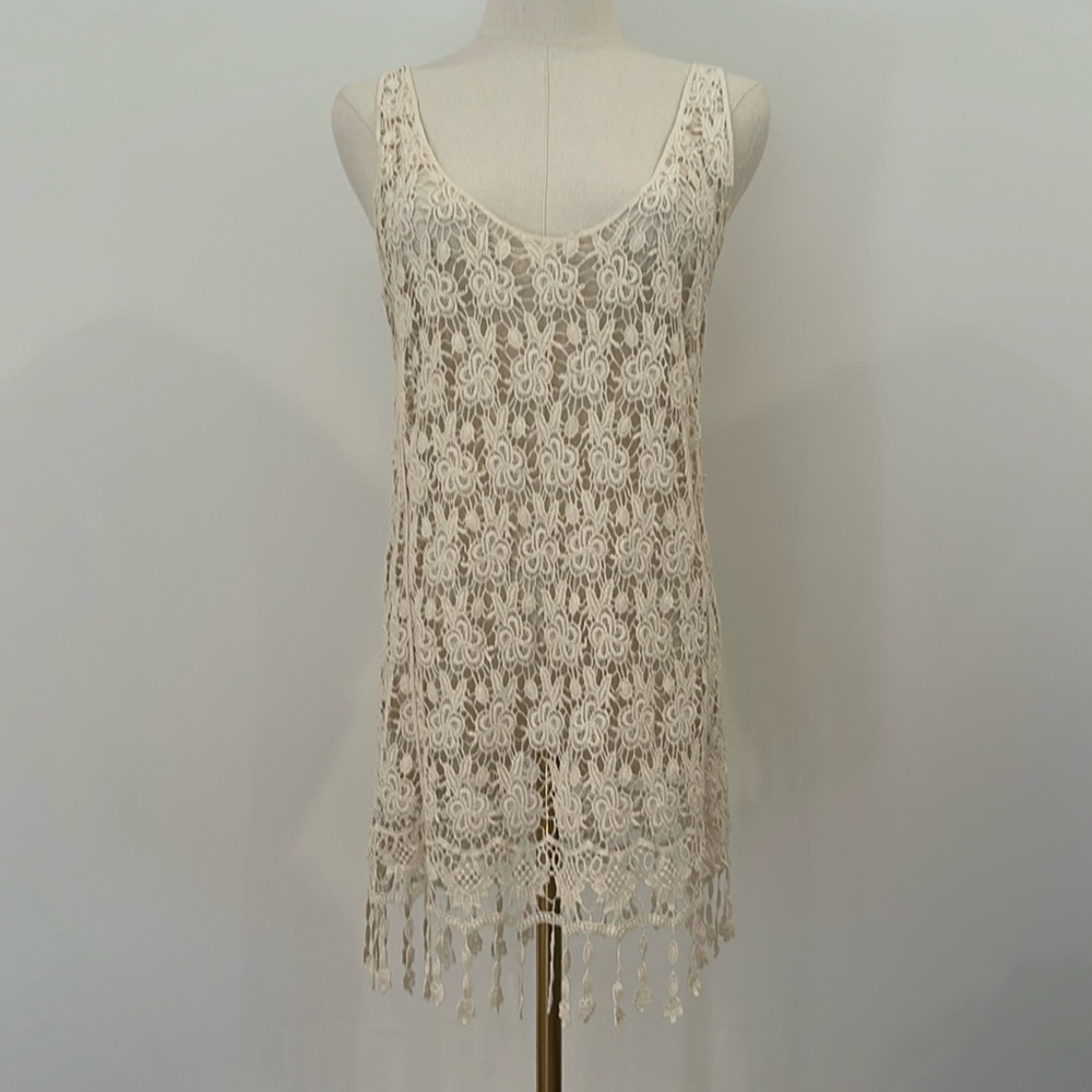 Mimi Chica Cream Crochet Look Cover Up/Dresw